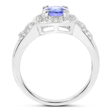 Load image into Gallery viewer, 1.42 Carat Genuine Tanzanite &amp; White Topaz .925 Sterling Silver Ring
