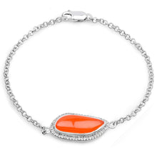 Load image into Gallery viewer, 5.50 Carat Genuine Carnelian And White Topaz .925 Sterling Silver Bracelet
