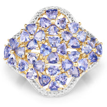 Load image into Gallery viewer, 14K Yellow Gold Plated 3.60 Carat Genuine Tanzanite .925 Sterling Silver Ring
