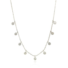 Load image into Gallery viewer, 14k White Gold Necklace with Round Diamond Charms
