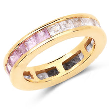 Load image into Gallery viewer, 14K Yellow Gold Plated 4.32 Carat Genuine Multi Sapphire .925 Sterling Silver Ring
