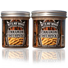 Load image into Gallery viewer, BiteMyWood Hot Cinnamon Wooden Toothpicks in Plastic Jars with Lid Available In 2 Sizes
