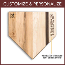 Load image into Gallery viewer, "Home Plate" Cutting Board with Custom Text Engraving (12"x12")

