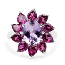 Load image into Gallery viewer, 5.65 Carat Genuine Amethyst and Rhodolite .925 Sterling Silver Ring
