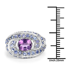 Load image into Gallery viewer, 2.76 Carat Genuine Amethyst and Tanzanite .925 Sterling Silver Ring
