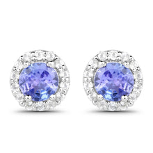 Load image into Gallery viewer, 3.77 Carat Genuine Tanzanite and White Topaz .925 Sterling Silver 3 Piece Jewelry Set (Ring, Earrings, and Pendant w/ Chain)
