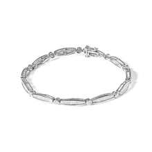 Load image into Gallery viewer, 14K White Gold 1-1/2 Cttw Round Brilliant-Cut &amp; Baguette Cut Diamond Bezel and Tapered Link 7" Tennis Bracelet (H-I Color, I1-I2 Clarity)
