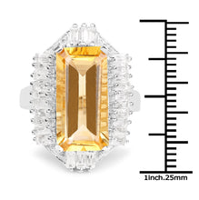 Load image into Gallery viewer, 9.13 Carat Genuine Citrine &amp; White Topaz .925 Sterling Silver Ring
