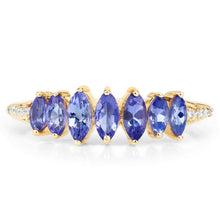 Load image into Gallery viewer, 0.76 Carat Genuine Tanzanite and White Diamond 14K Yellow Gold Ring
