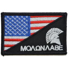 Load image into Gallery viewer, Molon Labe Spartan Helmet USA Flag - 2.25x3.5 Patch
