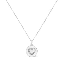 Load image into Gallery viewer, .925 Sterling Silver Prong-Set Diamond Accent Heart Emblemed 18" Pendant Necklace (I-J Color, I1-I2 Clarity)
