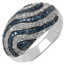 Load image into Gallery viewer, 1.34 Carat Genuine Blue Diamond &amp; White Diamond .925 Sterling Silver Ring

