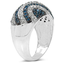 Load image into Gallery viewer, 1.34 Carat Genuine Blue Diamond &amp; White Diamond .925 Sterling Silver Ring
