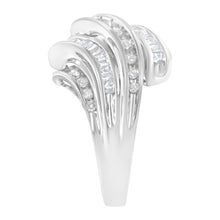 Load image into Gallery viewer, 10K White Gold Round and Baguette Cut Diamond Channel Ring (3/4 Cttw, H-I Color, SI2-I1 Clarity) - Size 7
