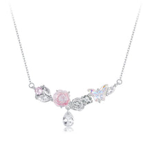 Load image into Gallery viewer, 925 Sterling Silver Necklace with CZ &amp; Resin Pendant, 18x39mm, Plated with White Gold
