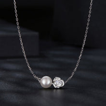 Load image into Gallery viewer, 925 Sterling Silver Moissanite &amp; Freshwater Pearl White Gold Necklace 45cm for Women
