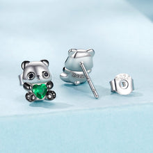 Load image into Gallery viewer, 925 Sterling Silver Earrings with Pavé Setting CZ in White and Black Gold
