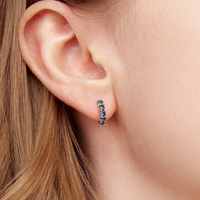 Load image into Gallery viewer, 925 Sterling Silver Earrings with Pavé Setting CZ in Oxidized Finish for Women
