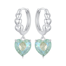 Load image into Gallery viewer, 925 Sterling Silver Earrings with Transparent Glass, Plated White Gold, Size 23x8.5mm for Women
