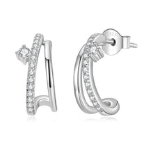 Load image into Gallery viewer, 925 Sterling Silver Moissanite Earrings for Women - 1.4x0.5cm, Pavé Setting
