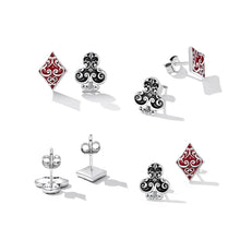 Load image into Gallery viewer, 925 Sterling Silver Oxidized Enamel Plum Blossom Earrings for Women - 1.2 x 1.0 cm
