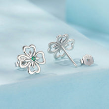 Load image into Gallery viewer, 925 Sterling Silver Earrings with Pavé Setting CZ, 0.9cm, Oxidized Silver for Women
