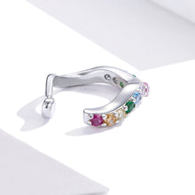 Load image into Gallery viewer, 925 Sterling Silver Earrings with Pavé Set CZ, 1.6cm Length, 1.2cm Thickness, Women
