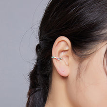 Load image into Gallery viewer, 925 Sterling Silver Earrings with Pavé Set CZ, 1.6cm Length, 1.2cm Thickness, Women
