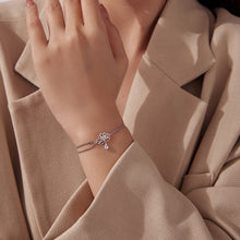 Load image into Gallery viewer, 925 Sterling Silver Adjustable Chain Bracelet with White Gold Plating and CZ for Women
