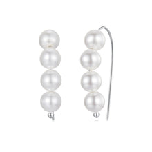 Load image into Gallery viewer, 925 Sterling Silver White Gold Plated Earrings with Quality Shell Pearl, 2.1*0.5cm for Women
