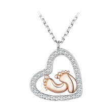 Load image into Gallery viewer, 925 Sterling Silver Necklace with CZ in Rose Gold and Platinum Finish, 400mm Chain Length for Women
