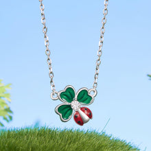 Load image into Gallery viewer, 925 Sterling Silver Necklace with Enamel, White Gold Plated, 40+5 cm Chain Length, Women's Jewelry
