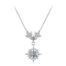Load image into Gallery viewer, 925 Sterling Silver Moissanite Pendant Necklace with Pavé Setting in White Gold - 40+5cm for Women
