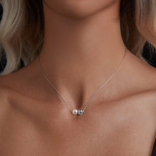 Load image into Gallery viewer, 925 Sterling Silver Moissanite &amp; Freshwater Pearl White Gold Necklace 45cm for Women
