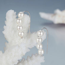 Load image into Gallery viewer, 925 Sterling Silver White Gold Plated Earrings with Quality Shell Pearl, 2.1*0.5cm for Women
