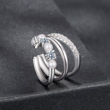 Load image into Gallery viewer, 925 Sterling Silver Earrings with Moissanite and Freshwater Pearl for Women, 1.2*1.7cm, White Gold Plated
