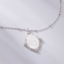 Load image into Gallery viewer, 925 Sterling Silver Necklace with White Gold Plating, 40+5cm Length, CZ &amp; Mother of Pearl Pendant for Women
