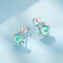 Load image into Gallery viewer, 925 Sterling Silver Earrings with Transparent Glass and Oxidized Finish for Women
