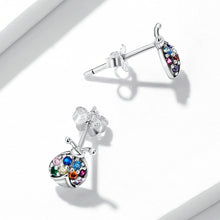 Load image into Gallery viewer, 925 Sterling Silver Earrings with Oxidized Finish and Pavé Setting CZ
