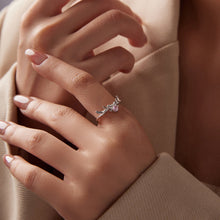 Load image into Gallery viewer, 925 Sterling Silver White Gold Plated Bow-Knot Ring with CZ for Women
