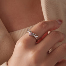 Load image into Gallery viewer, 925 Sterling Silver White Gold Plated Bow-Knot Ring with CZ for Women
