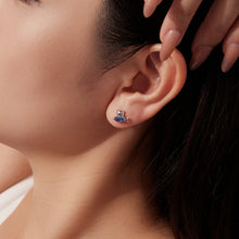 Load image into Gallery viewer, 925 Sterling Silver 0.8cm White Gold Plated CZ Earrings for Women
