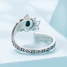 Load image into Gallery viewer, 925 Sterling Silver Ring with Synthetic Turquoise in Oxidized Finish for Women
