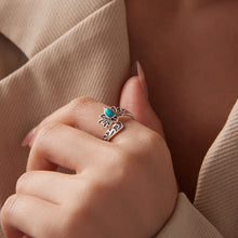 Load image into Gallery viewer, 925 Sterling Silver Ring with Synthetic Turquoise in Oxidized Finish for Women
