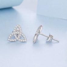 Load image into Gallery viewer, 925 Sterling Silver White Gold Plated Pavé CZ Earrings
