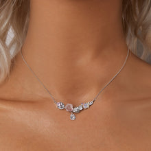 Load image into Gallery viewer, 925 Sterling Silver Necklace with CZ &amp; Resin Pendant, 18x39mm, Plated with White Gold
