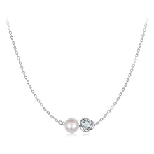 Load image into Gallery viewer, 925 Sterling Silver Moissanite &amp; Freshwater Pearl White Gold Necklace 45cm for Women
