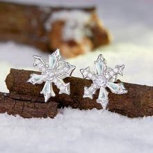 Load image into Gallery viewer, 925 Sterling Silver Earrings with Plated White Gold and CZ
