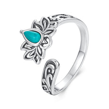 Load image into Gallery viewer, 925 Sterling Silver Ring with Synthetic Turquoise in Oxidized Finish for Women
