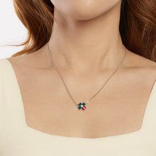 Load image into Gallery viewer, 925 Sterling Silver Necklace with Enamel, White Gold Plated, 40+5 cm Chain Length, Women's Jewelry
